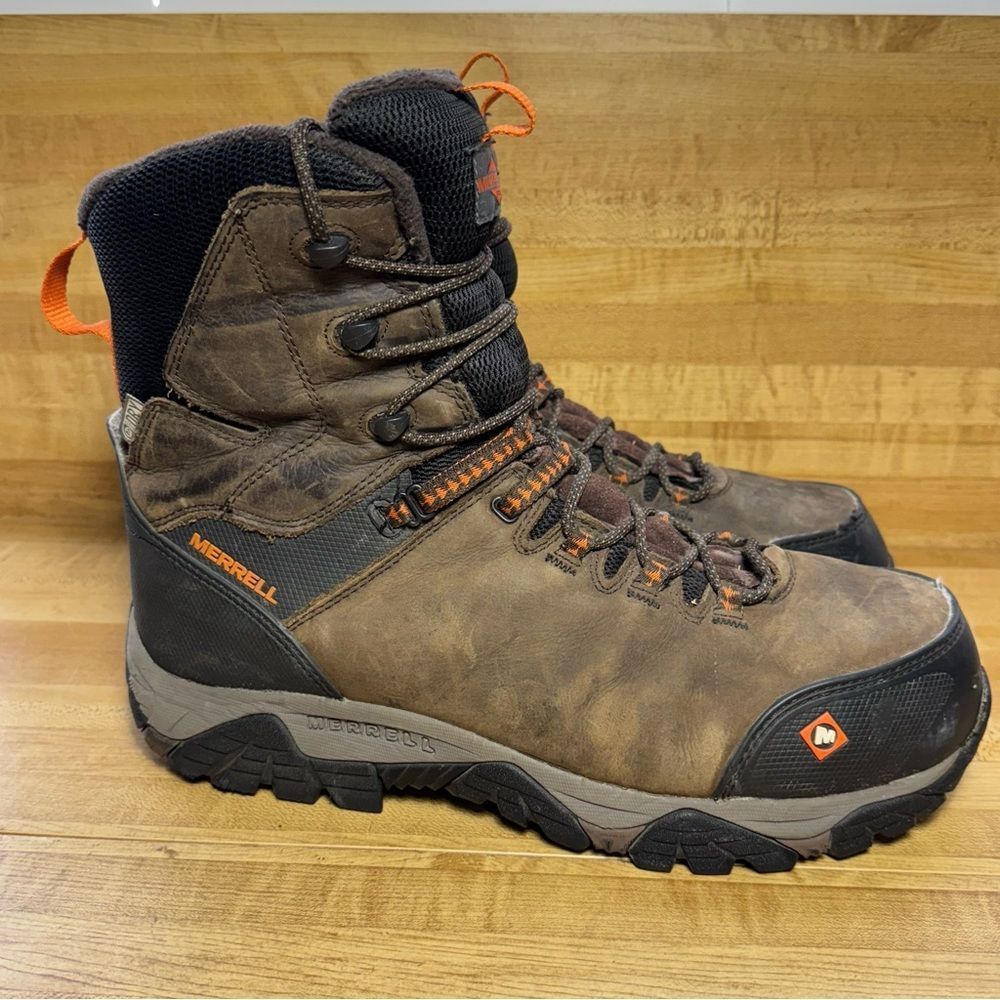 Merrell PHASEBOUND 8" ZIP WP CT Men's Work Boot US Size 10.5W Steel Toe J17729W